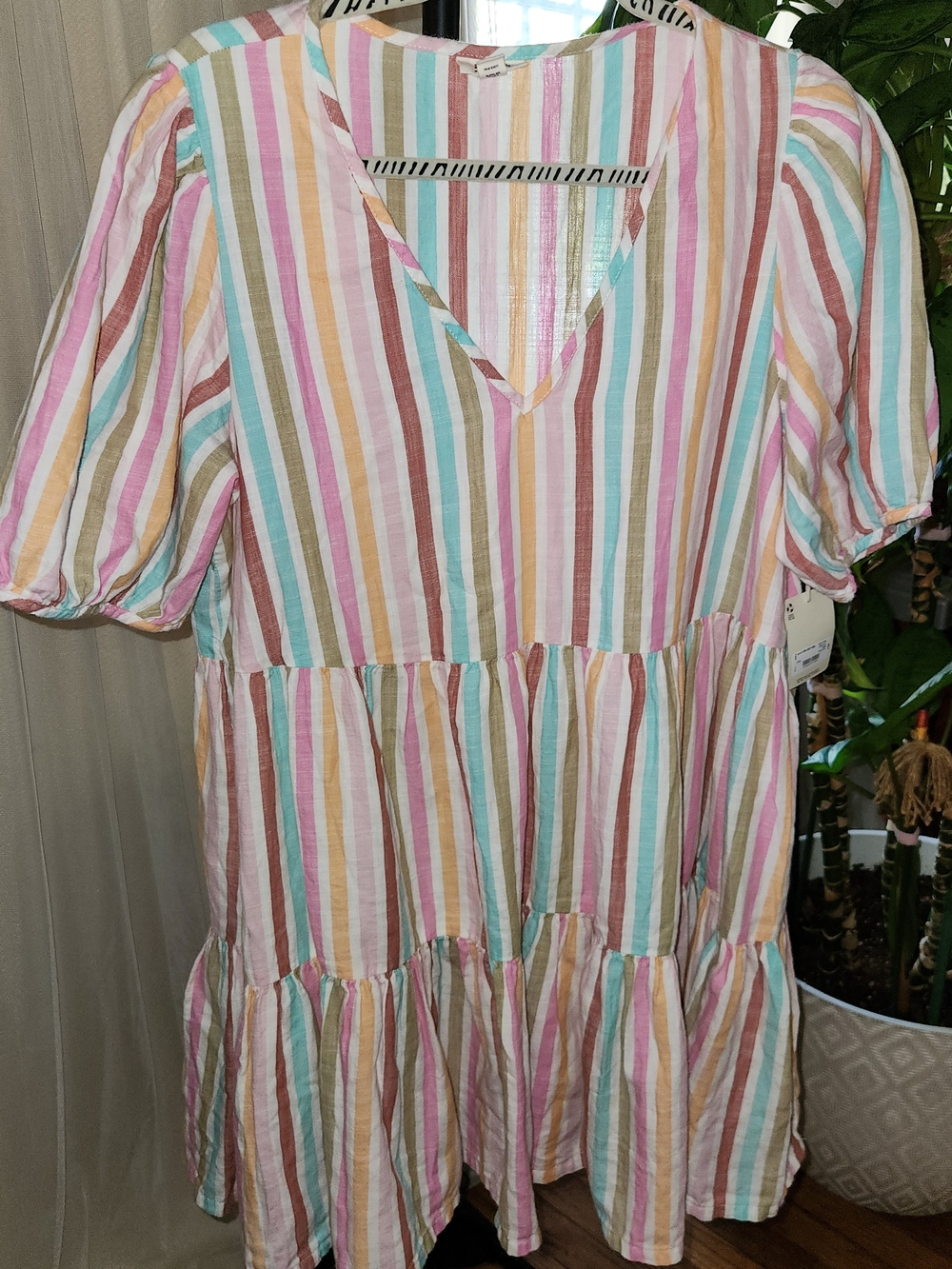 Women's Pastel Stripe Tiered Dress - Multi